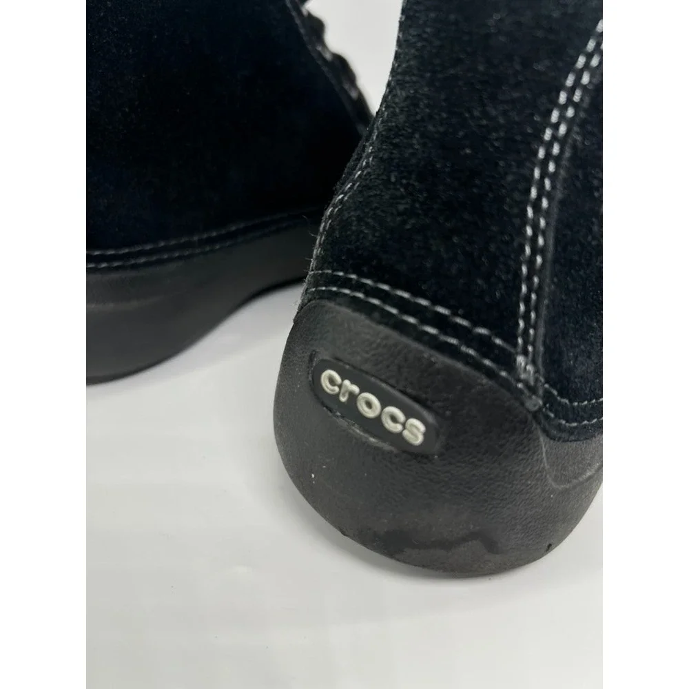 Crocs Suede Chukka Boots Mens Sz 11 Black Leather Minimalist Gorpcore Y2K Retro